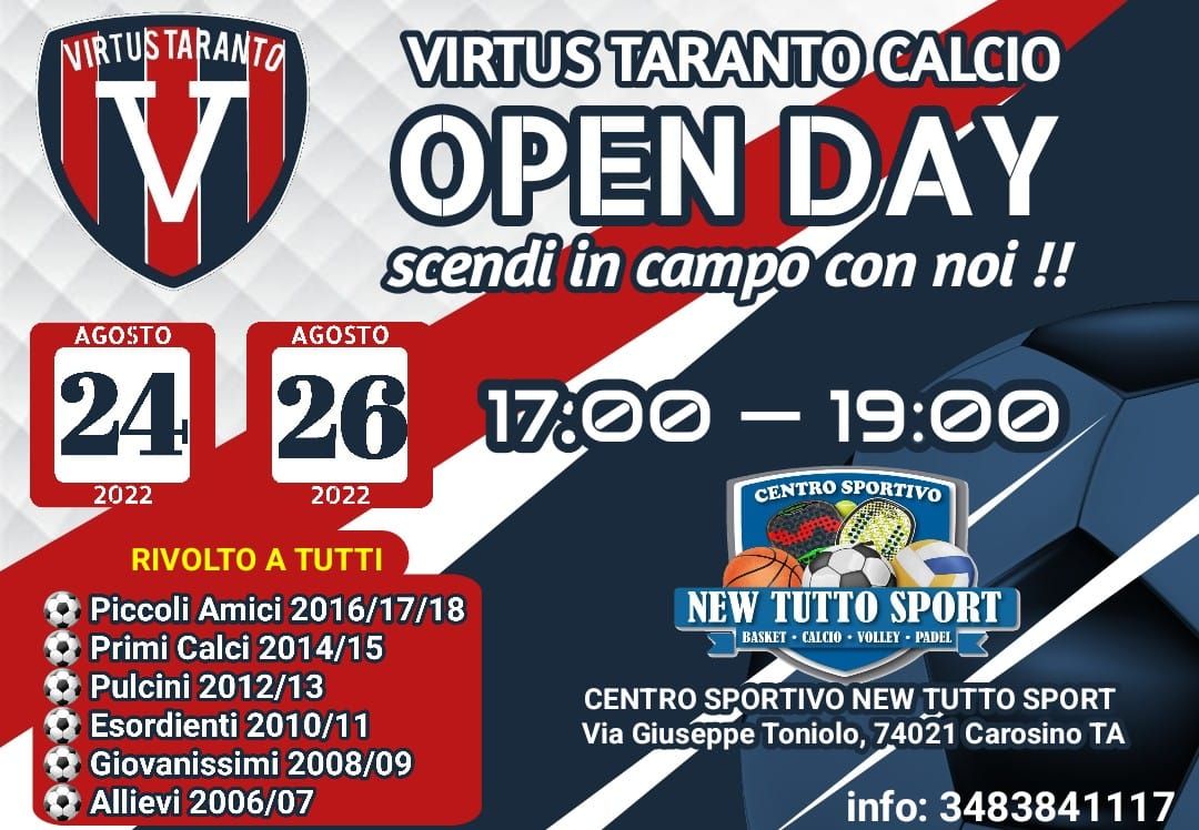 Calcio giovanile. Virtus Taranto: nuova struttura a Carosino