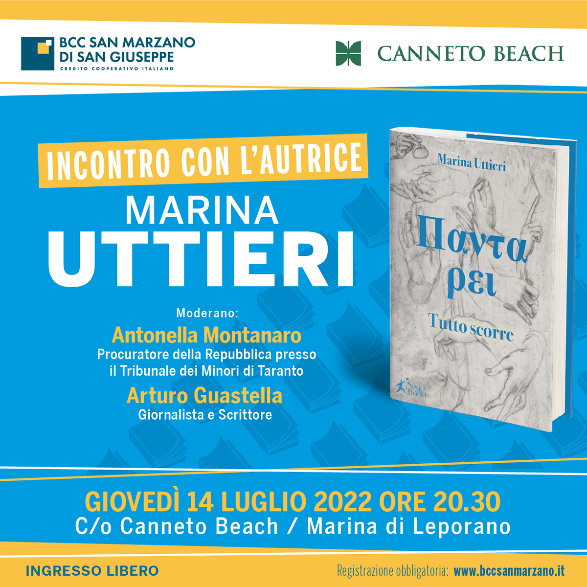 Marina Uttieri presenta “Panta Rei”. Incontro con l’autrice al Canneto Beach di Leporano