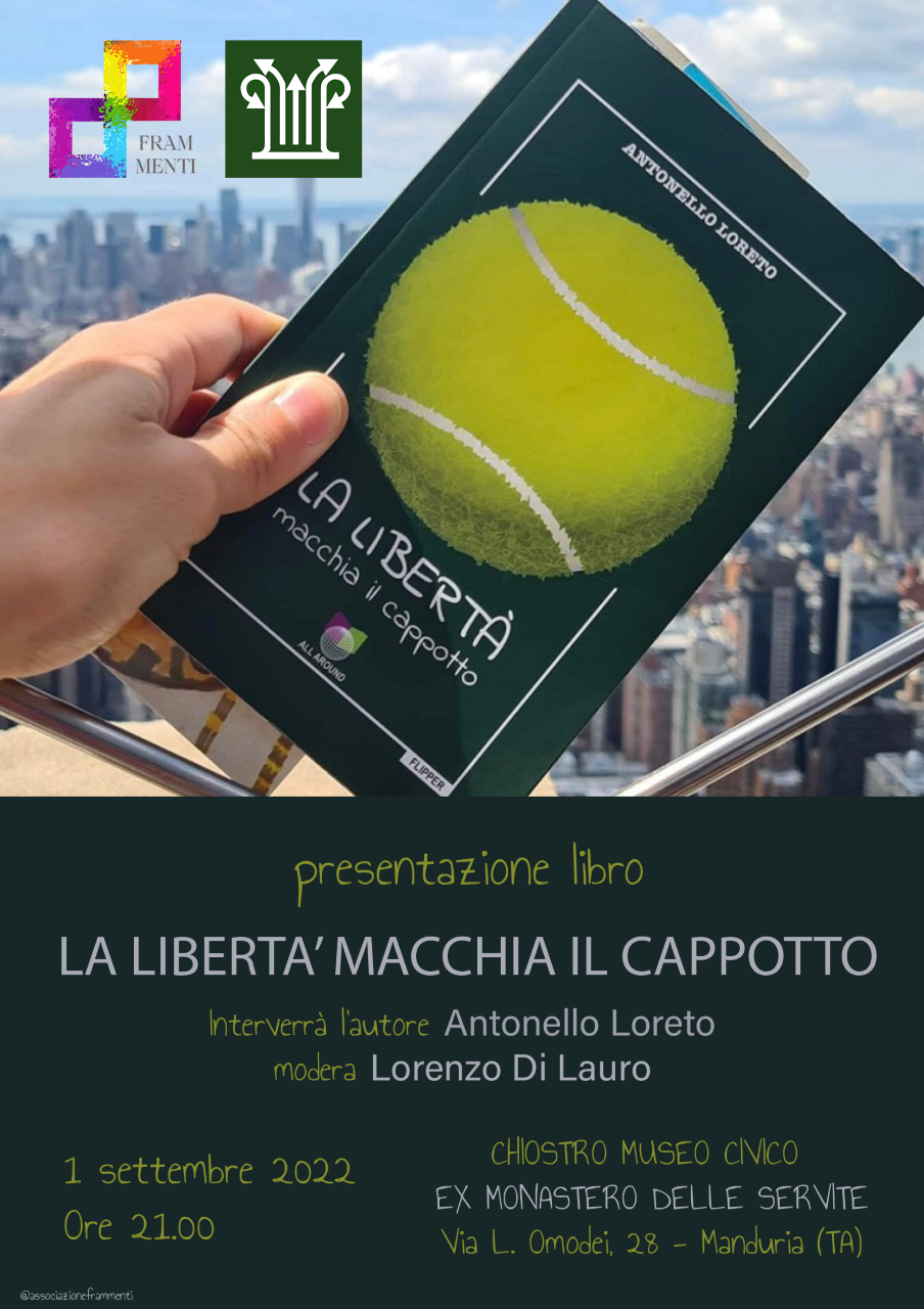 MANDURIA. Presentazione del libro “La libertà macchia il cappotto” di Antonello Loreto