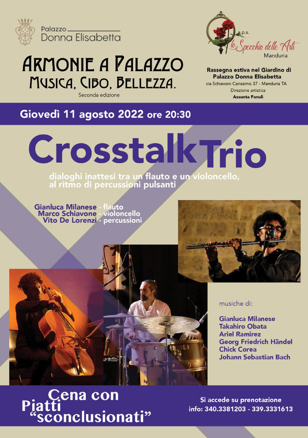 MANDURIA. Palazzo Donna Elisabetta: i Crosstalk Trio in concerto