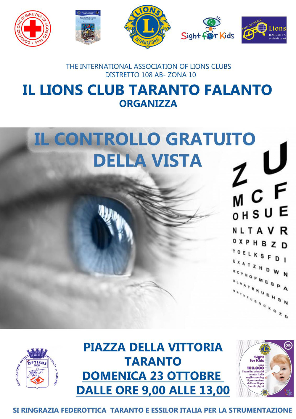 Screening visivi gratuiti organizzati dal Lions Club Taranto Falanto