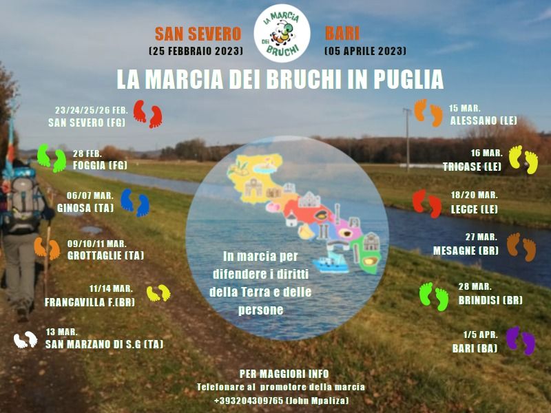 La Marcia dei Bruchi in Puglia.  Il 10 marzo a Grottaglie e il 13 marzo a San Marzano di San Giuseppe