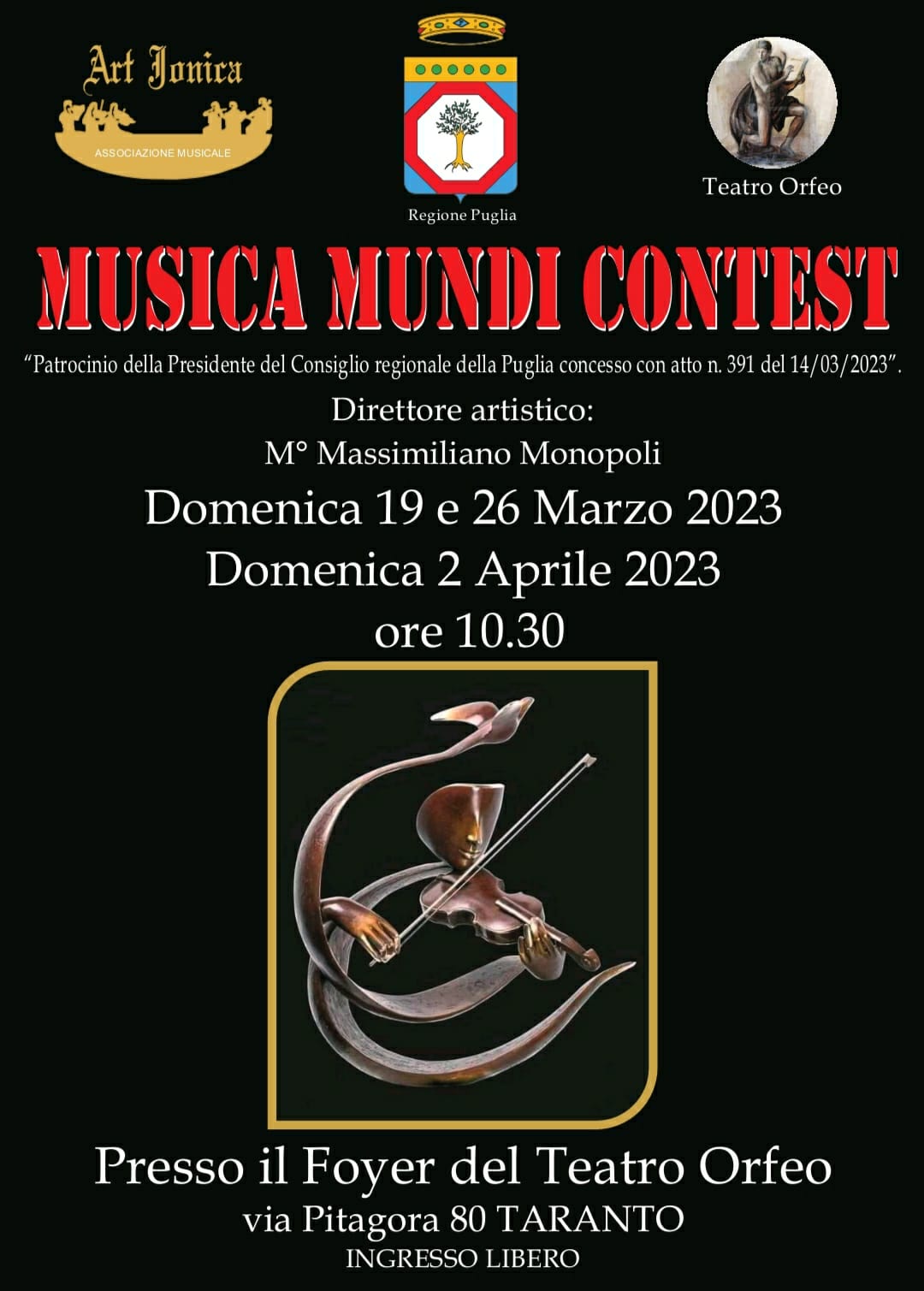 A TARANTO TORNA IL MUSICA MUNDI CONTEST